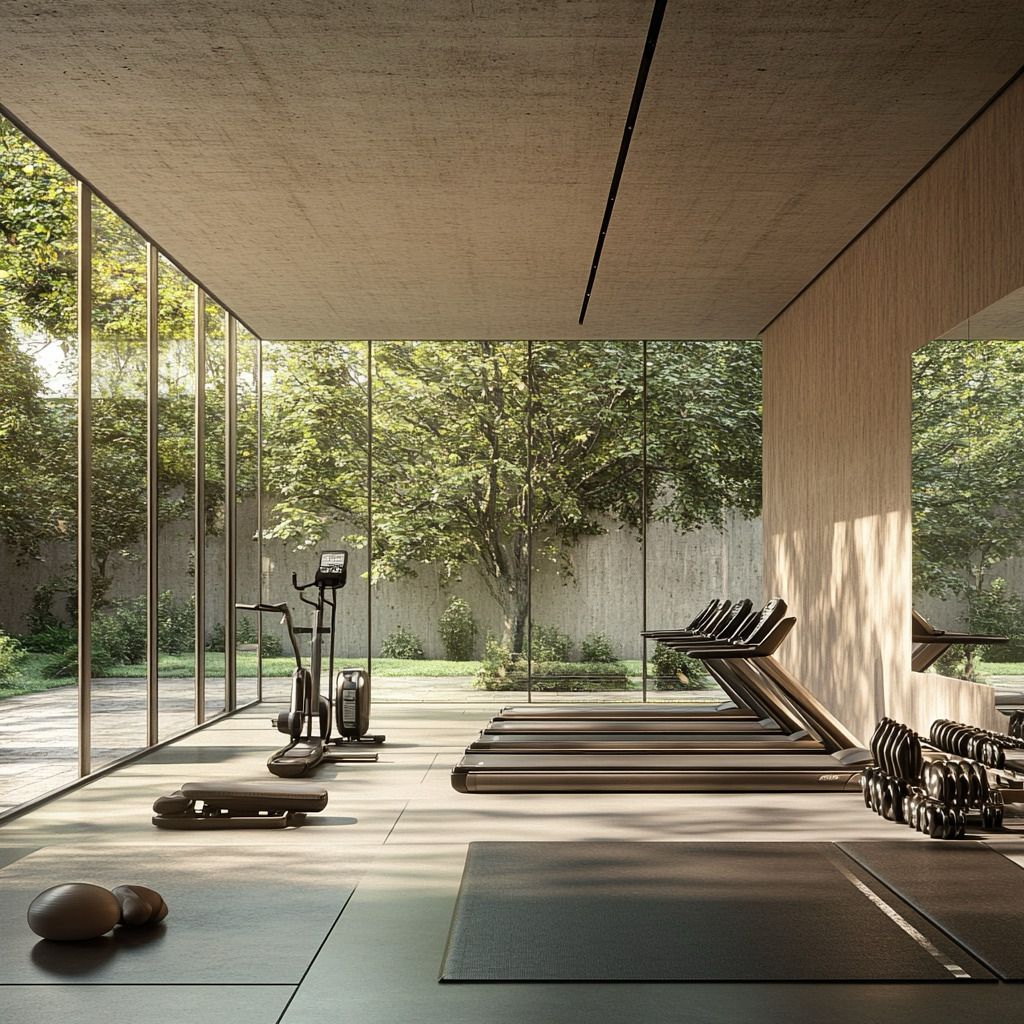 Studio fitness JAD 288 avec équipement premium et lumière naturelle