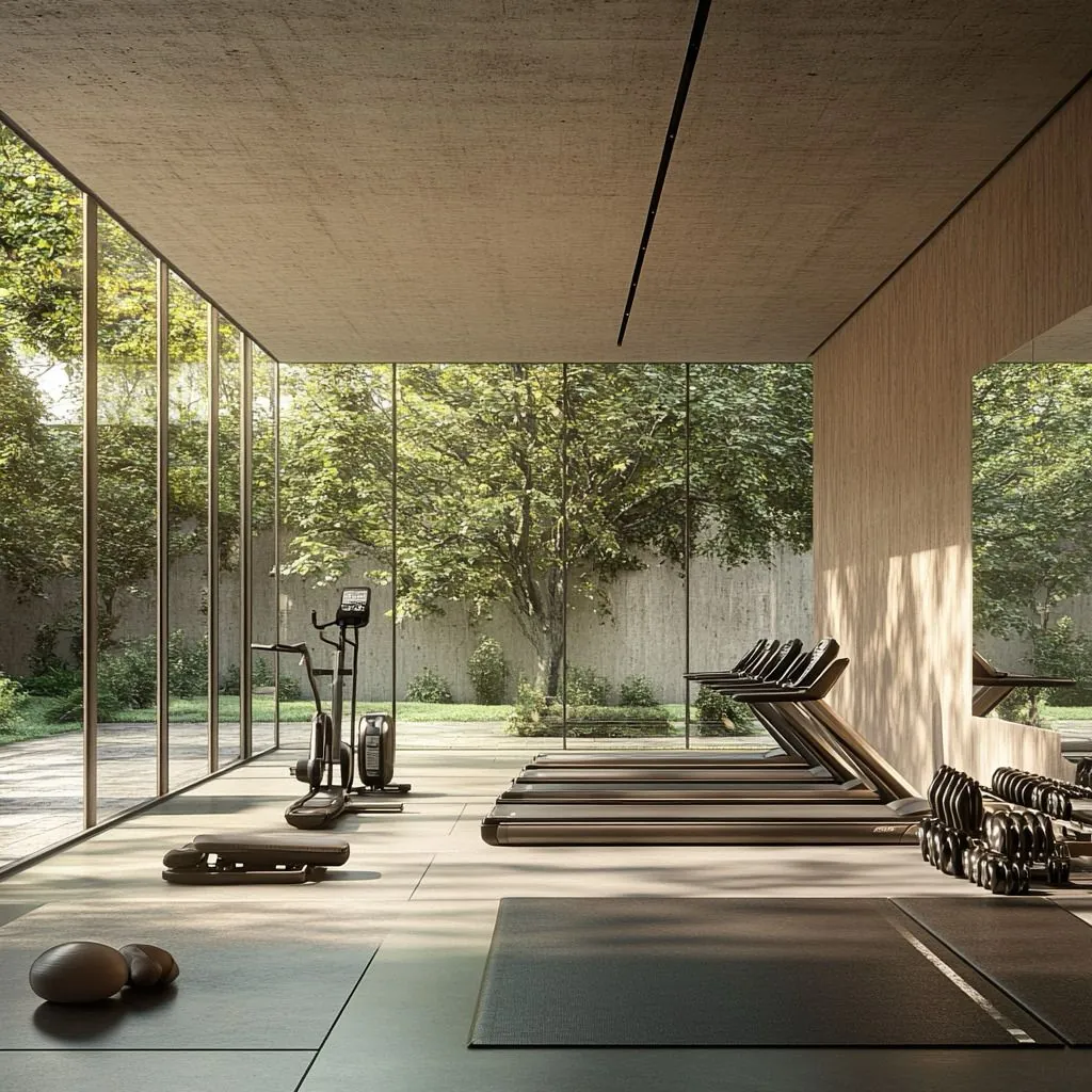 Studio fitness JAD 288 avec équipement premium et lumière naturelle