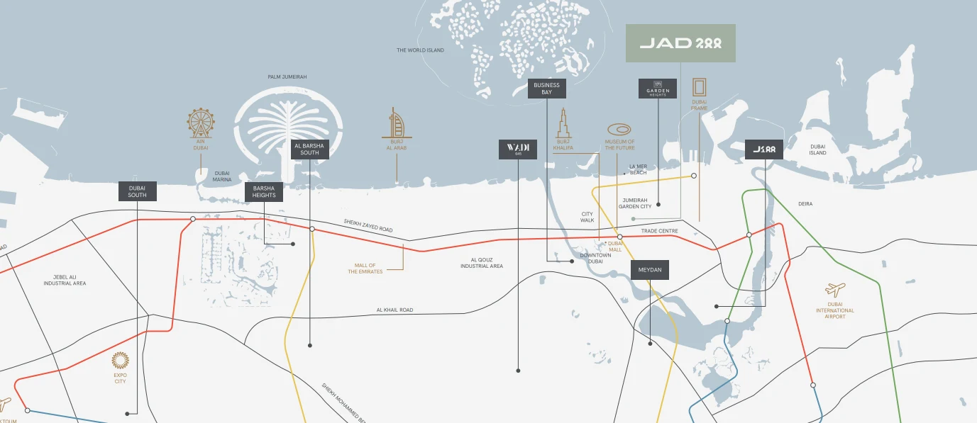 Carte de la localisation de JAD 288 à Jumeirah Garden City, Dubaï